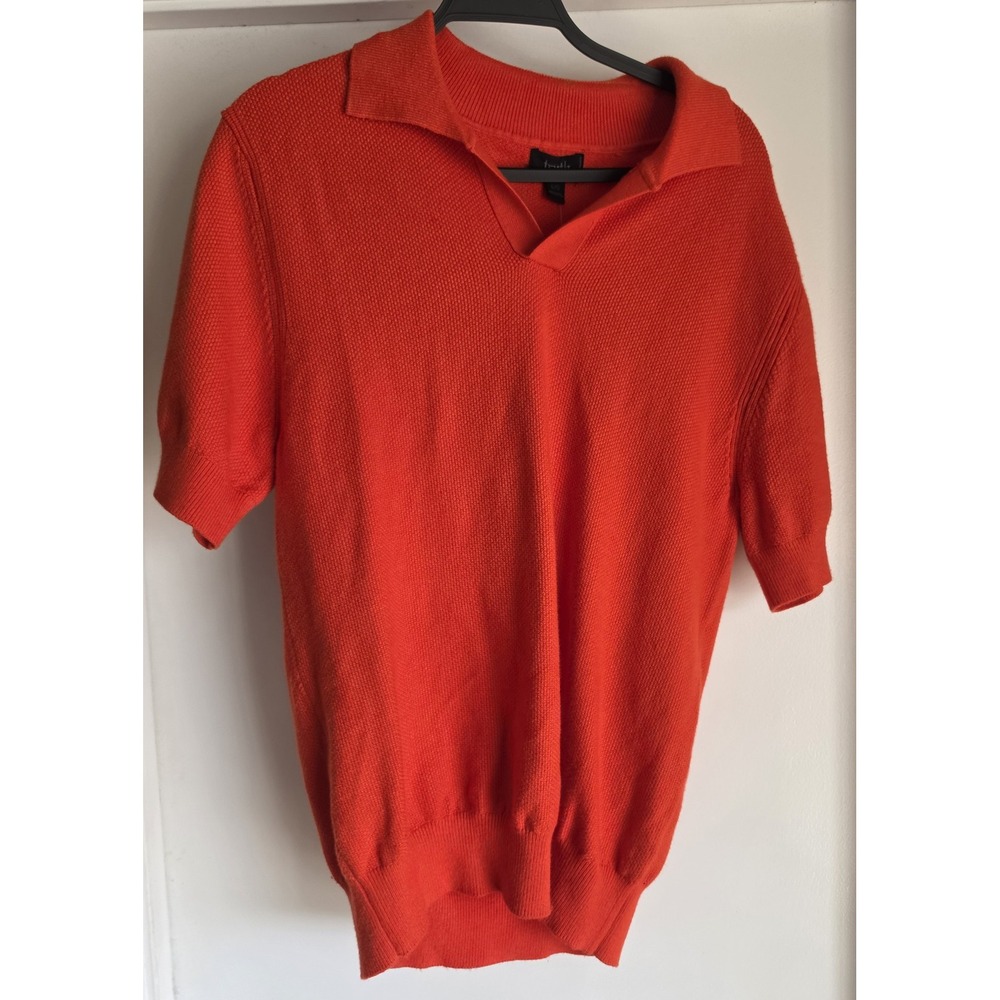 NWT Truth by Republic Women Polo Sweater Size L Red Solid Short Sleeve Classic